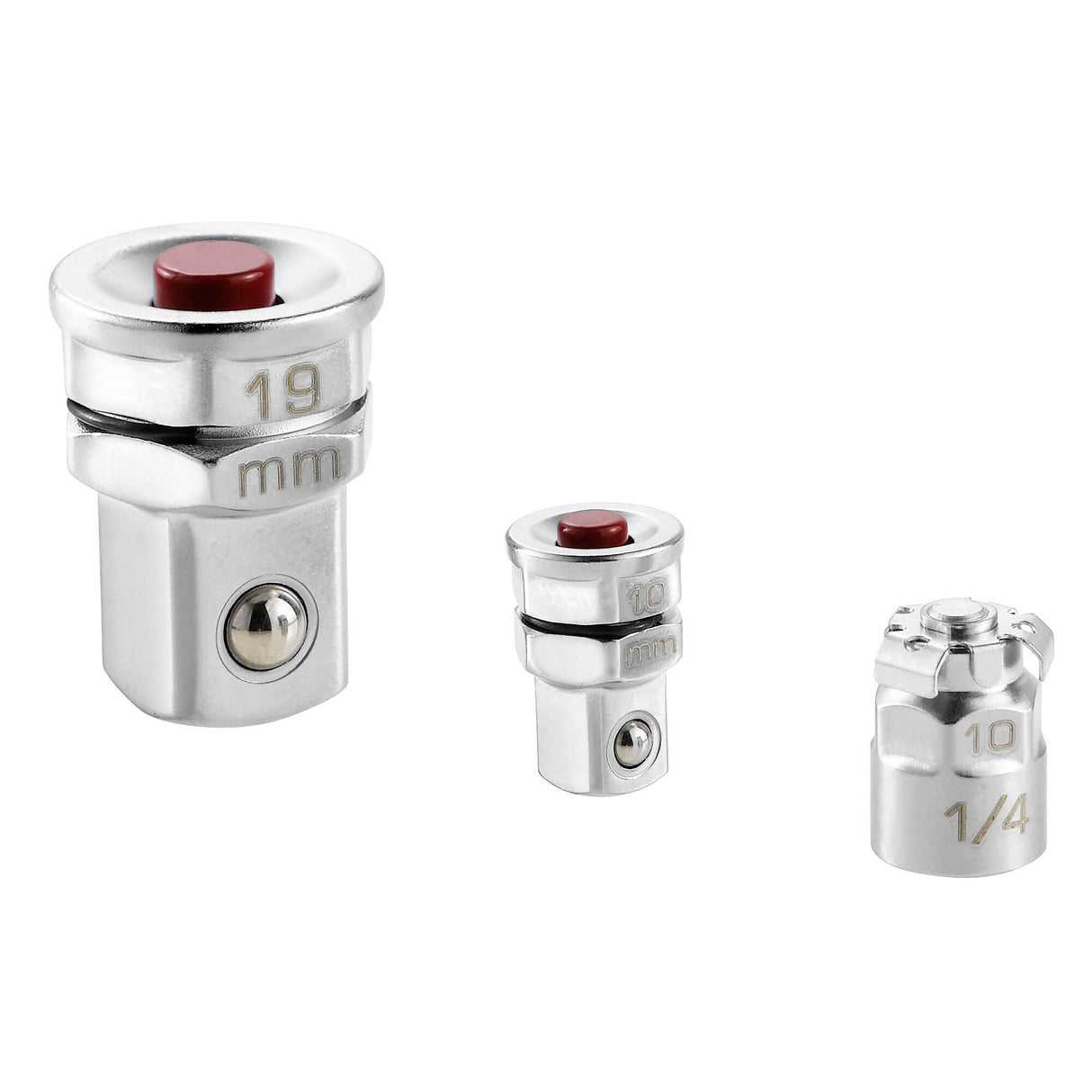 Set van 2 adapters voor sleutels naar een vierkant van 1/4" en 1/2"