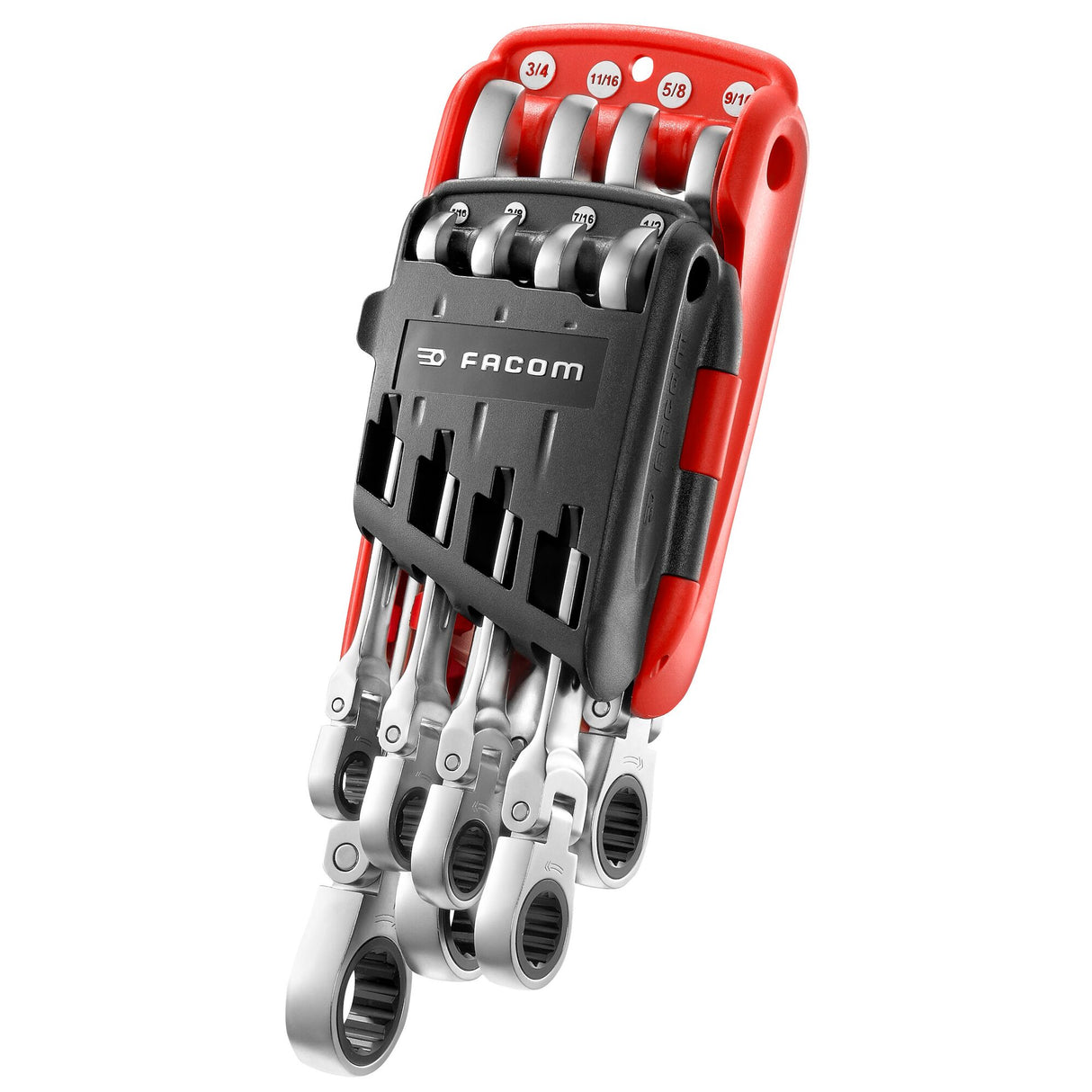 Set van inch combinatie scharnierende ratelsleutels op draagbare koffer