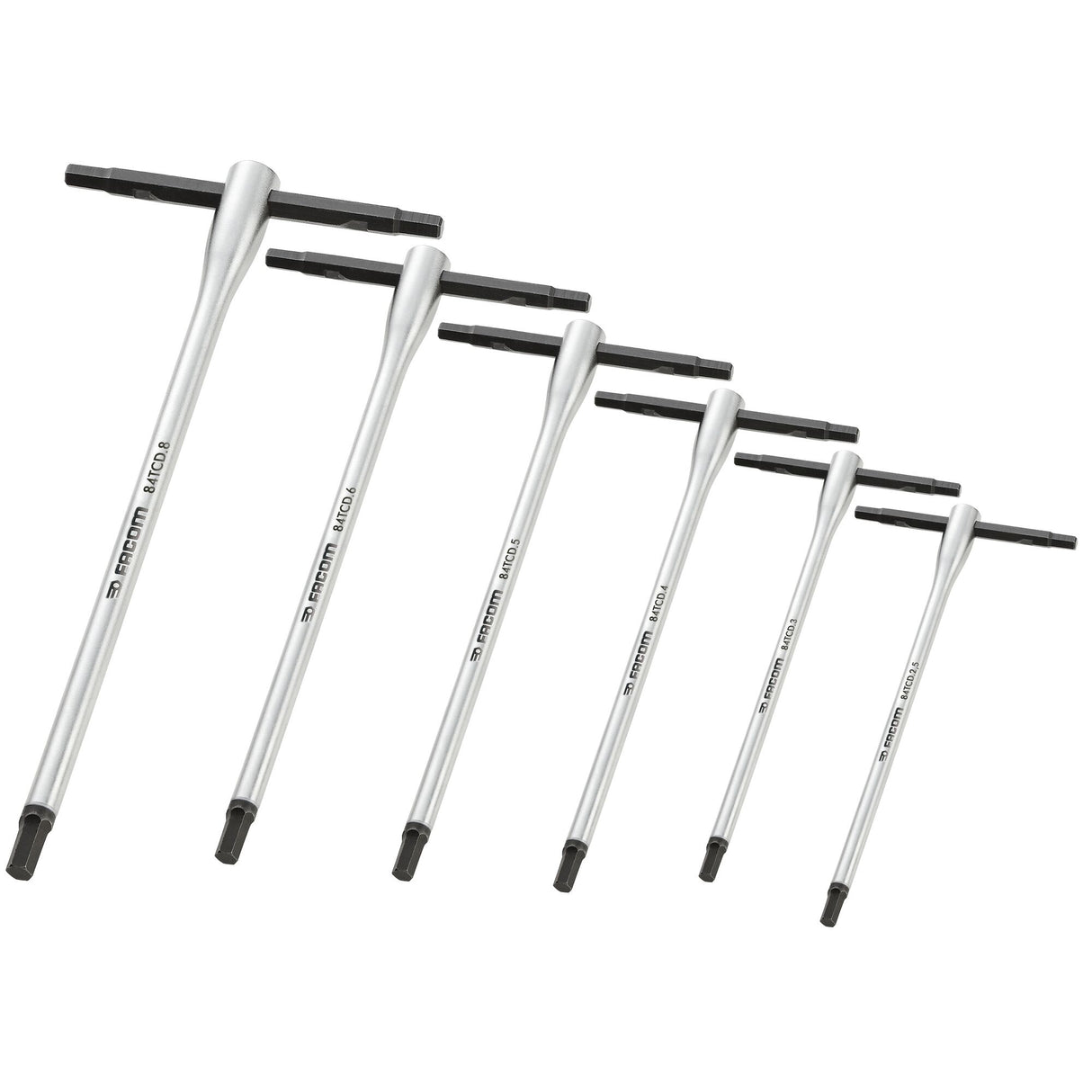 Set van 6 T-sleutels met verschuifbare stang