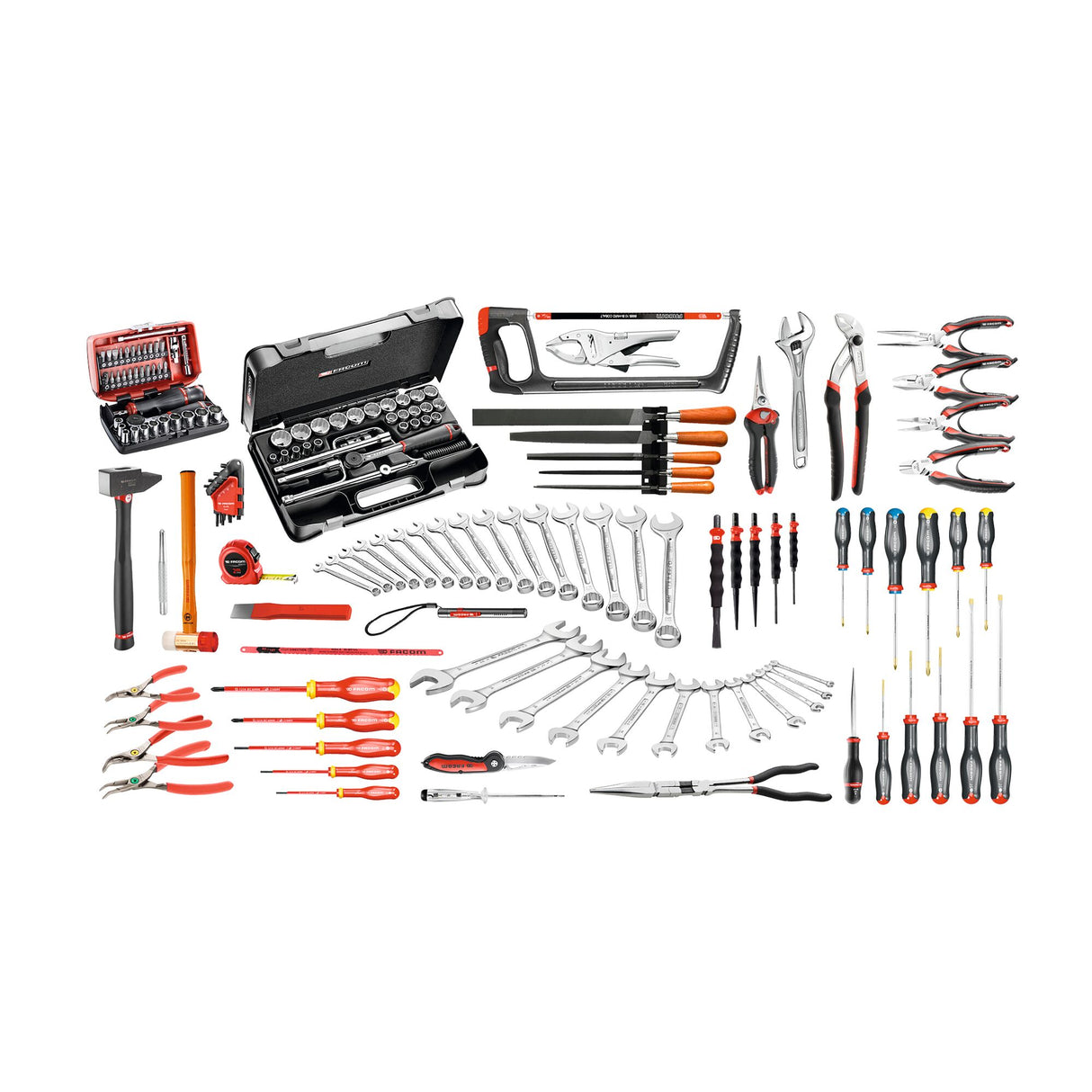 Set voor industrieel serviceonderhoud met 165 stuks gereedschap - modules van foam 1/3 (x13)