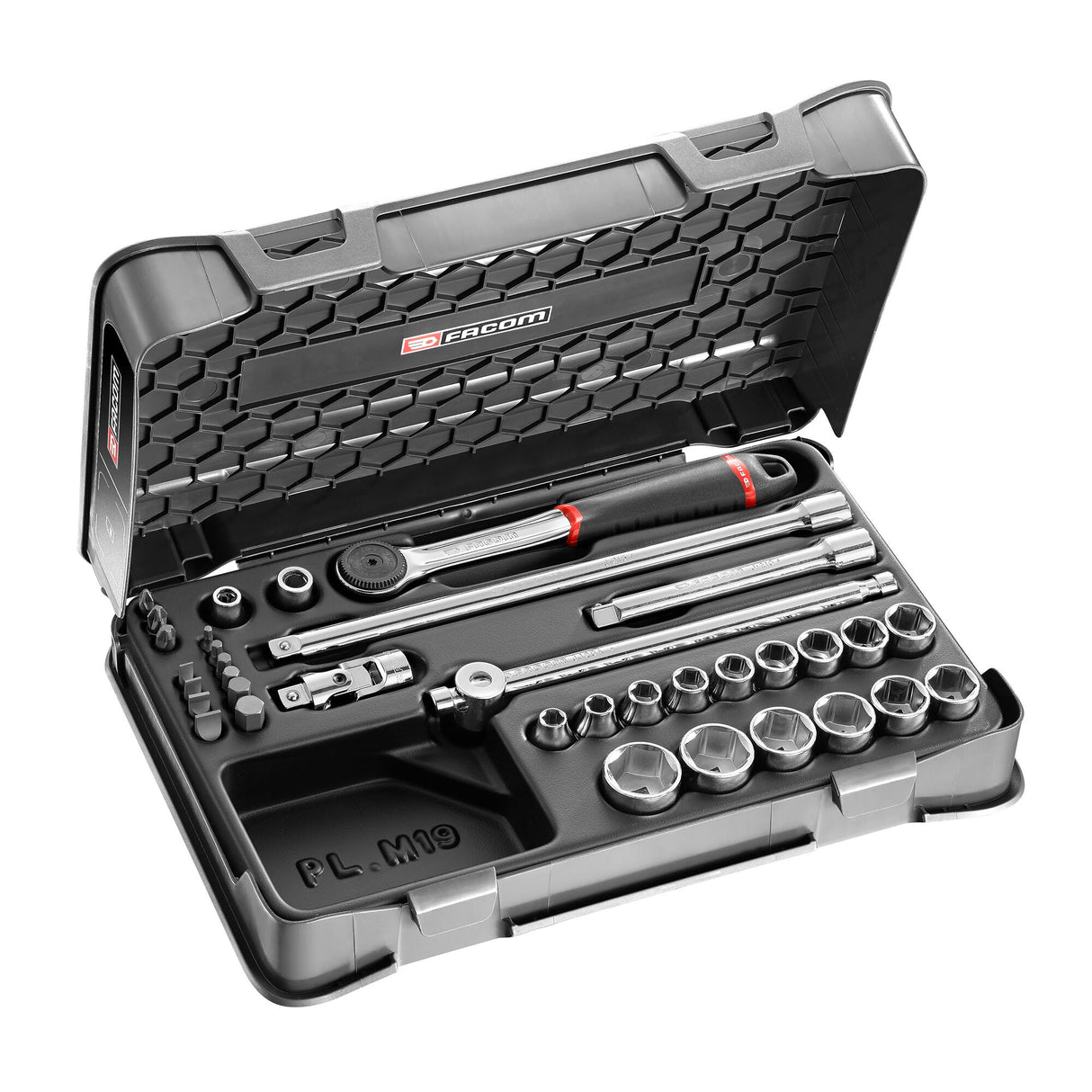 Koffer 6-kant doppen 3/8", metrische maten, en bits - 35 stuks - J.161B