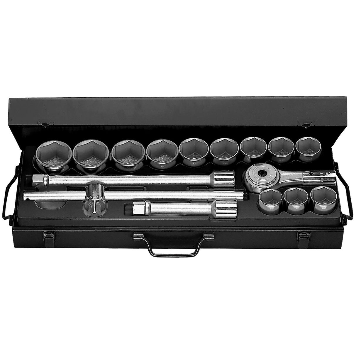 Koffer met 6-kant metrische doppen 3/4"