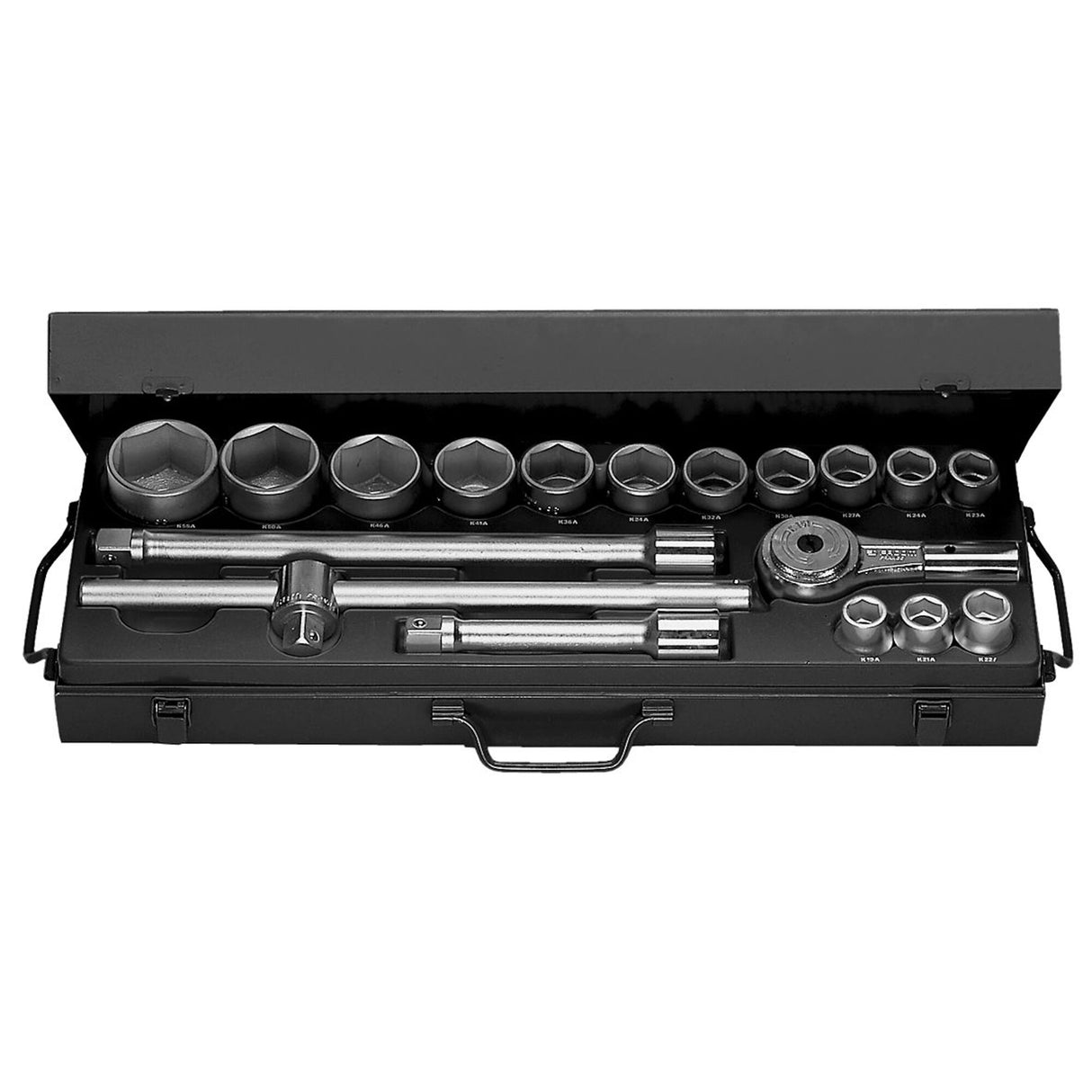 Koffer met 6-kant metrische doppen 3/4"