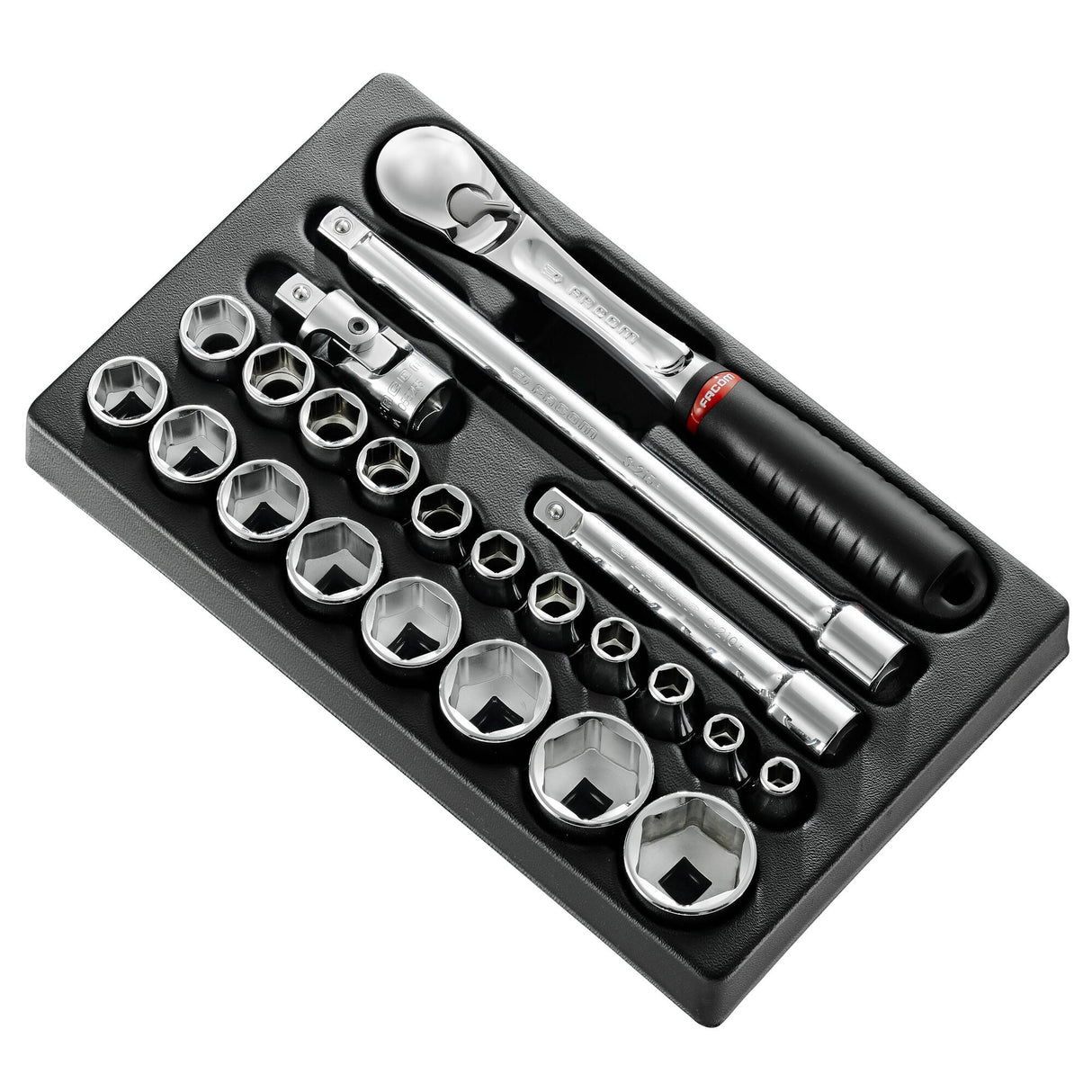 Module 6-kant metrische doppen 1/2” - 23 stuks - SL.161