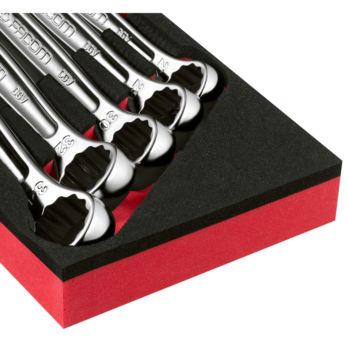 Module 5 ringsteeksleutels OGV® van 27 tot 34 mm op inlay van foam