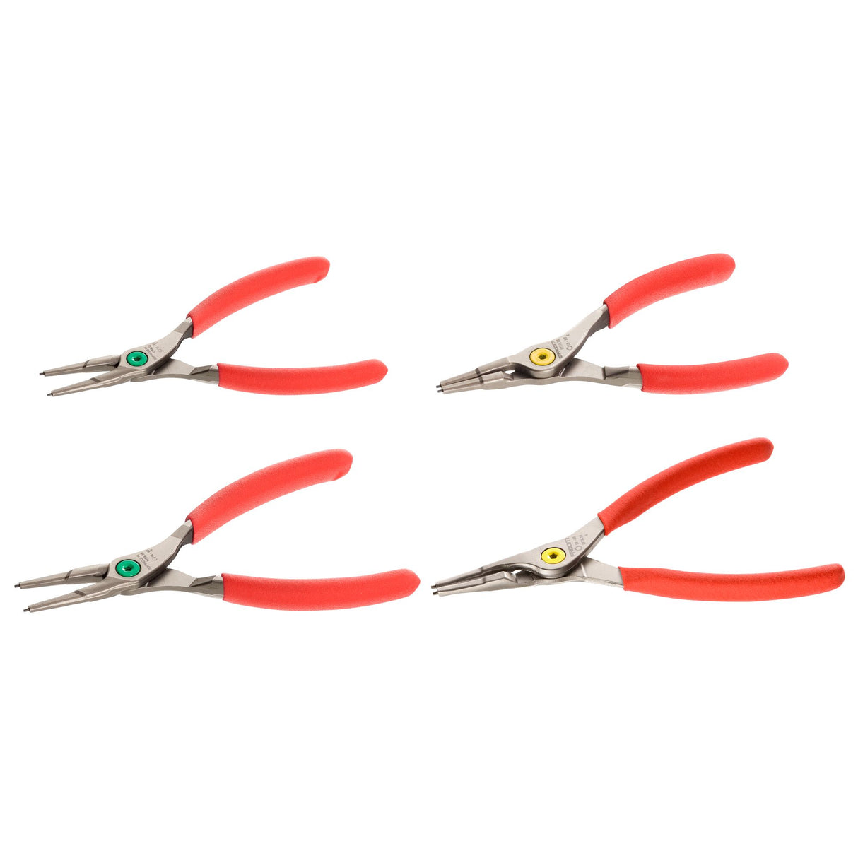 Set van 4 borgveertangen - Rechte bekken - 10 tot 60 mm