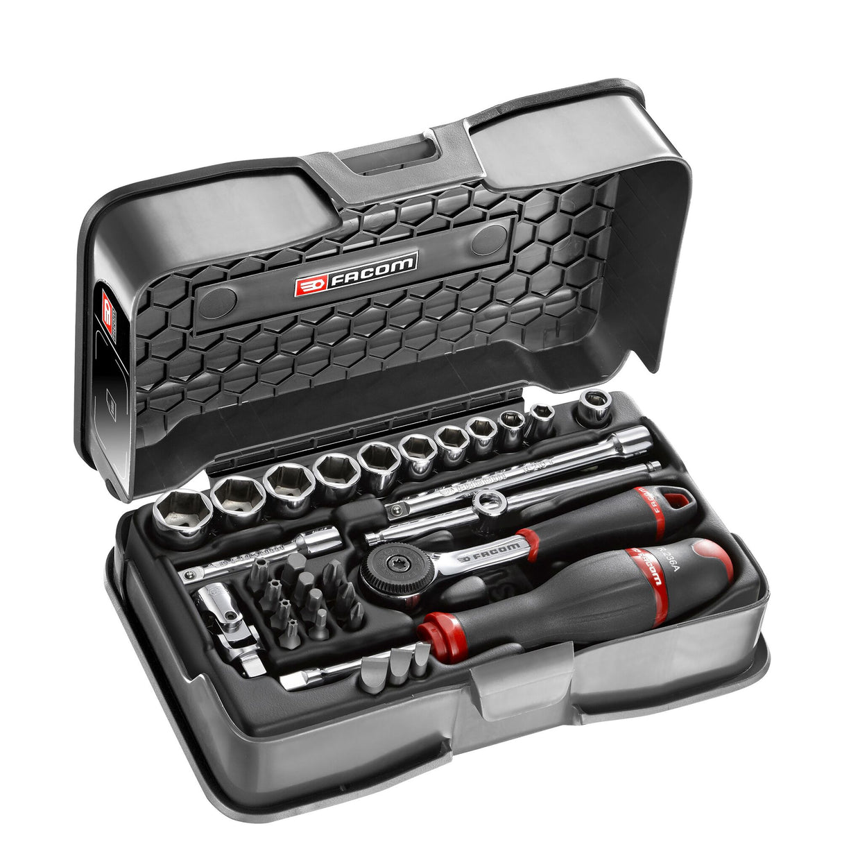 Koffer 6-kant doppen 1/4", metrische maten, en bits - 31 stuks - R.161B