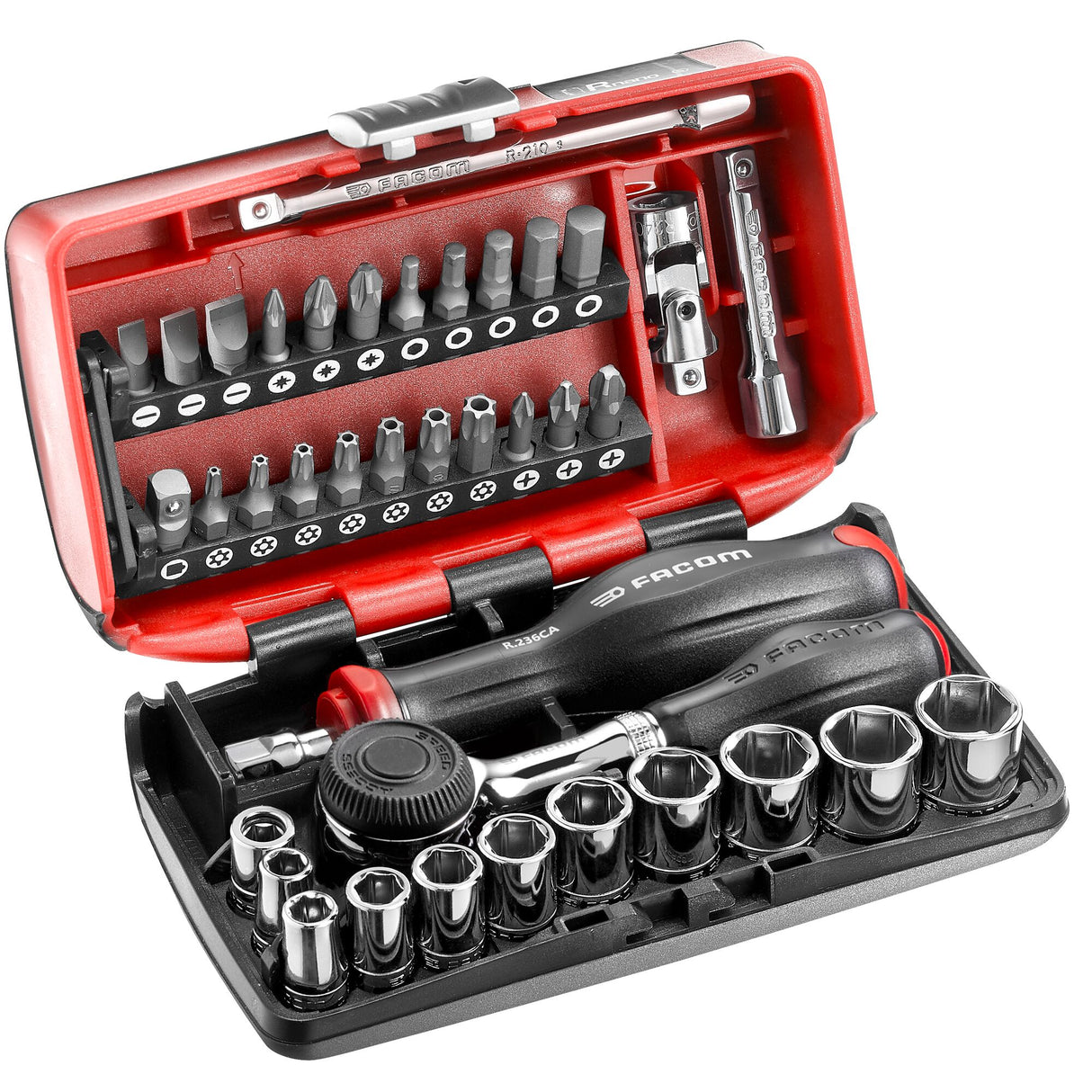 Nano Ultra Compacte Doppenset 1/4" Met Ratel R.360 - 6 Kant