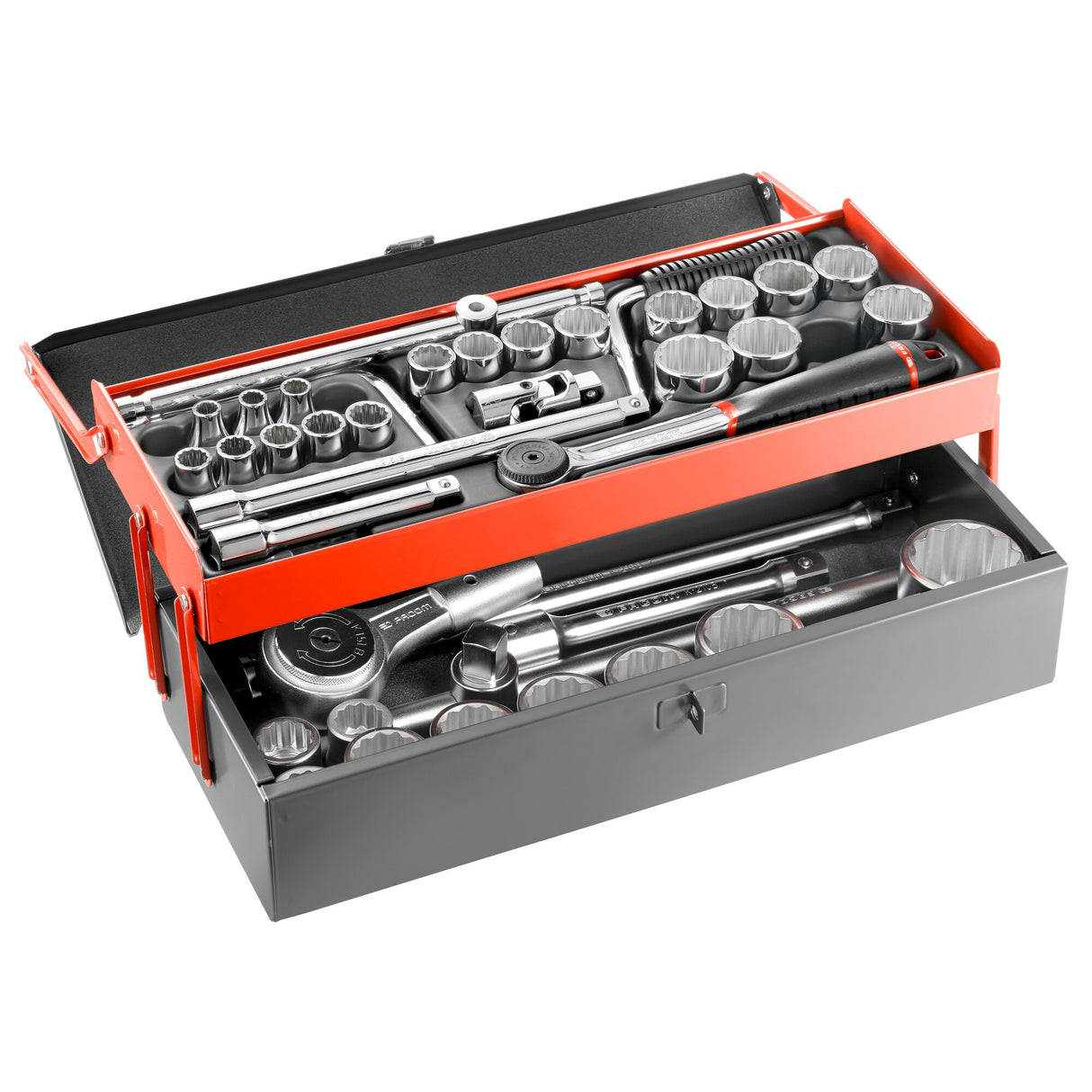 Koffer met 12-kantdoppen 1/2" en 3/4" van 3/8" tot 2"