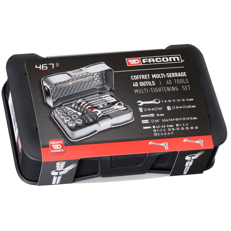 Compacte multi-service set vast-en losdraaien 1/4``, metrische maten