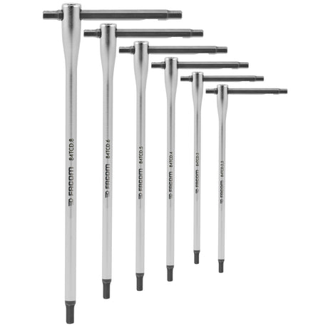 Set van 6 T-sleutels met verschuifbare stang