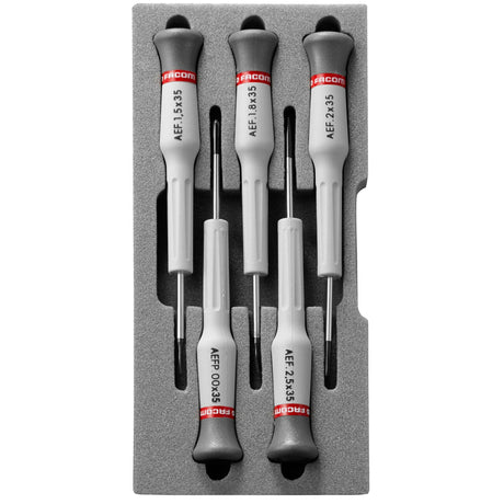 Doos met 5 Micro-Tech® schroevendraaiers voor Sleuf en Phillips® schroeven