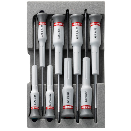 Doos met 8 Micro-Tech® schroevendraaiers voor Sleuf en Phillips® schroeven