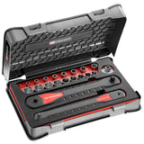 Set 1/4`` & 3/8`’ verlengsleutels, 6-punts doppen 1/4" en 3/8"