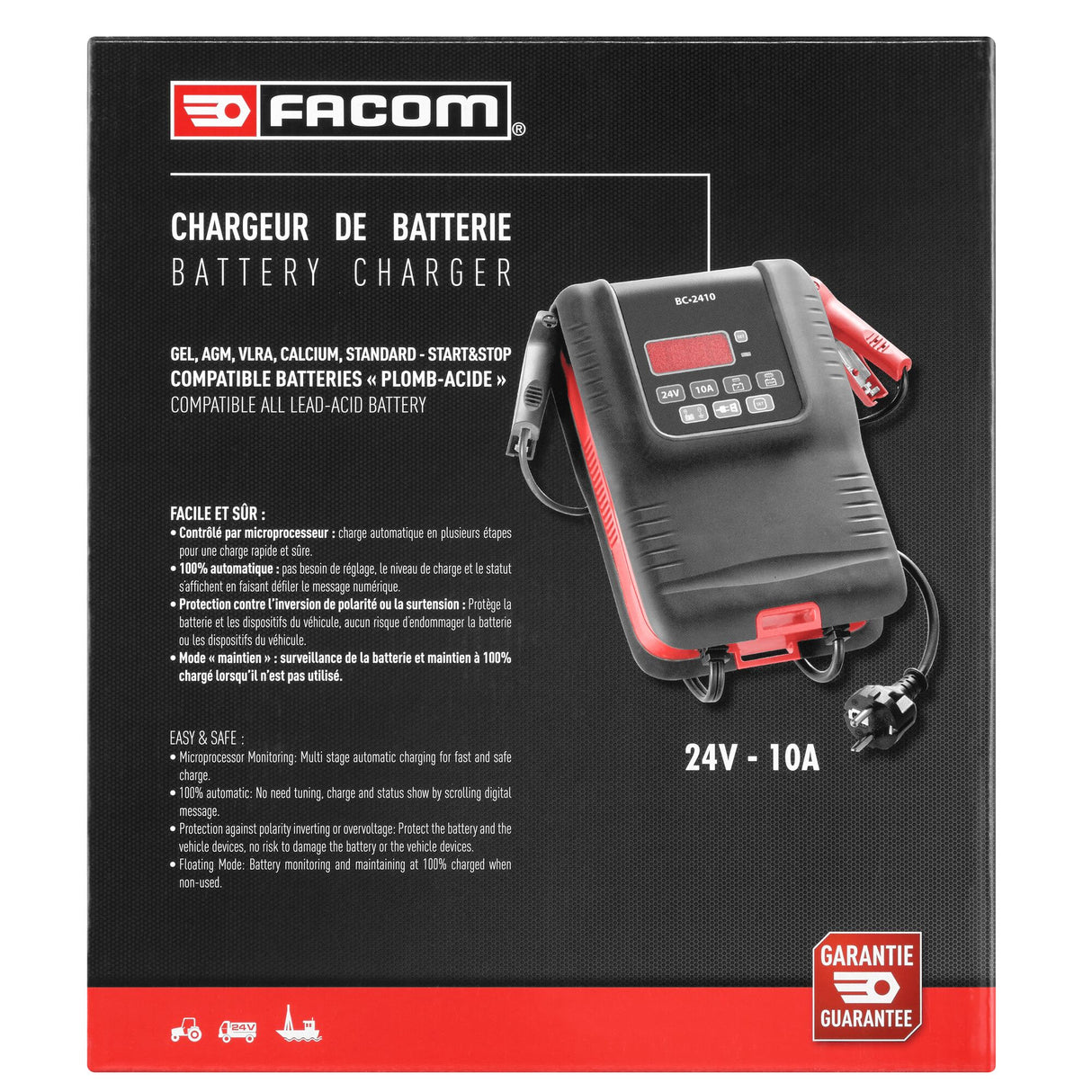 Snelle acculader 24 Volt 10 Ampère voor vrachtwagens en werktuigen