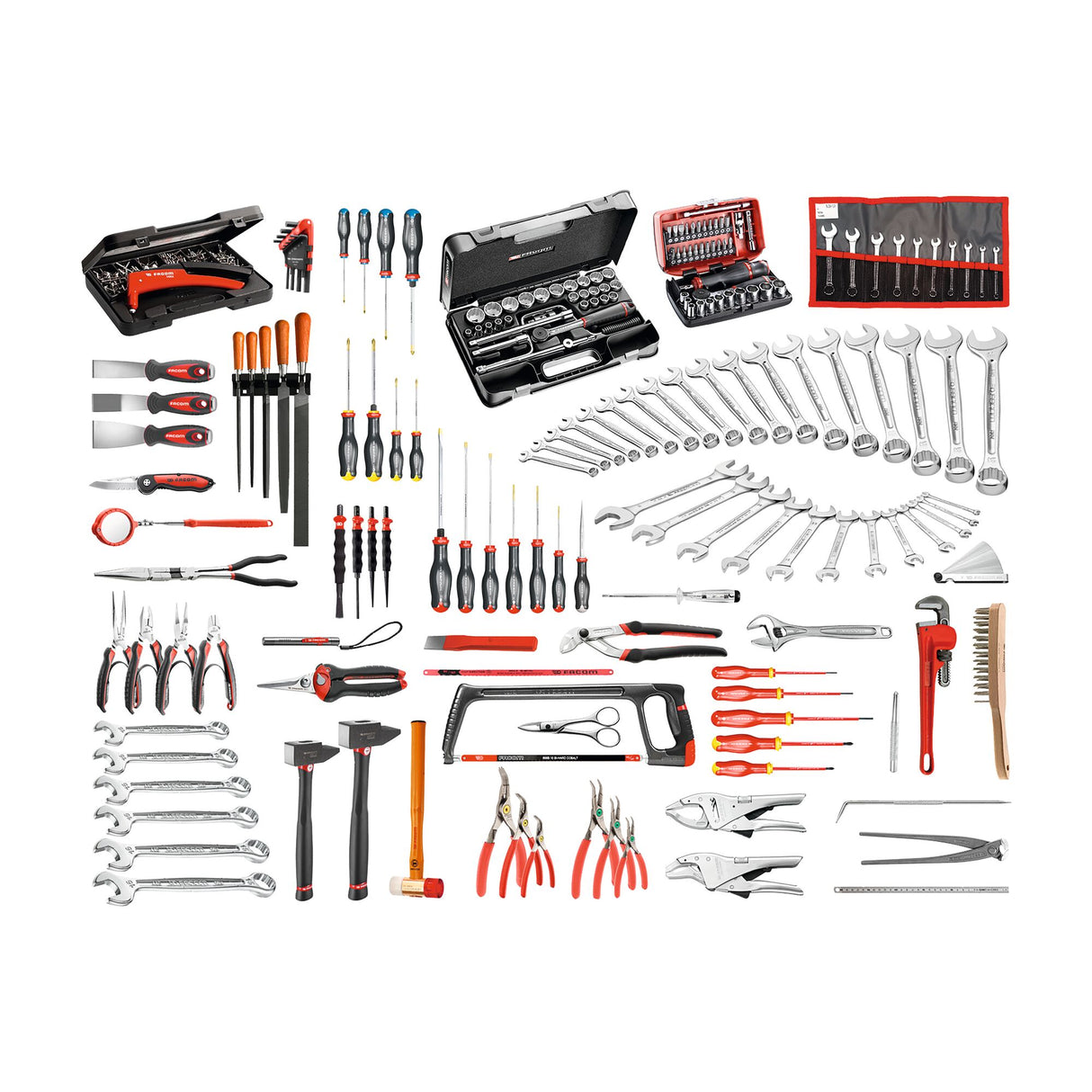 Set voor industrieel serviceonderhoud met 200 stuks gereedschap - modules van foam 1/3 (x18)