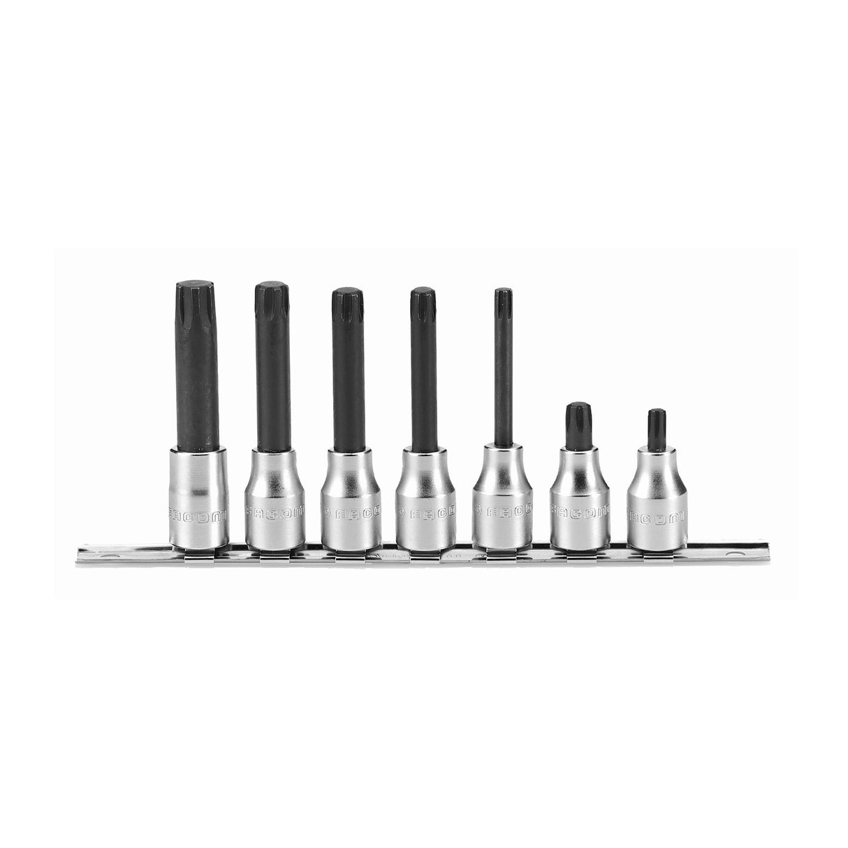 Set van 7 schroevendraaierdoppen met 6 spiebanen vierkant 1/2"