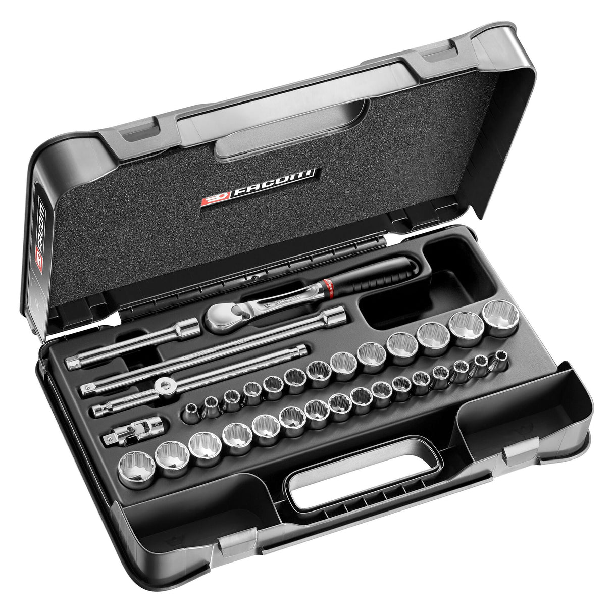 Koffer 12-kant doppen 3/8", metrische maten en inches - 34 stuks - JL.161