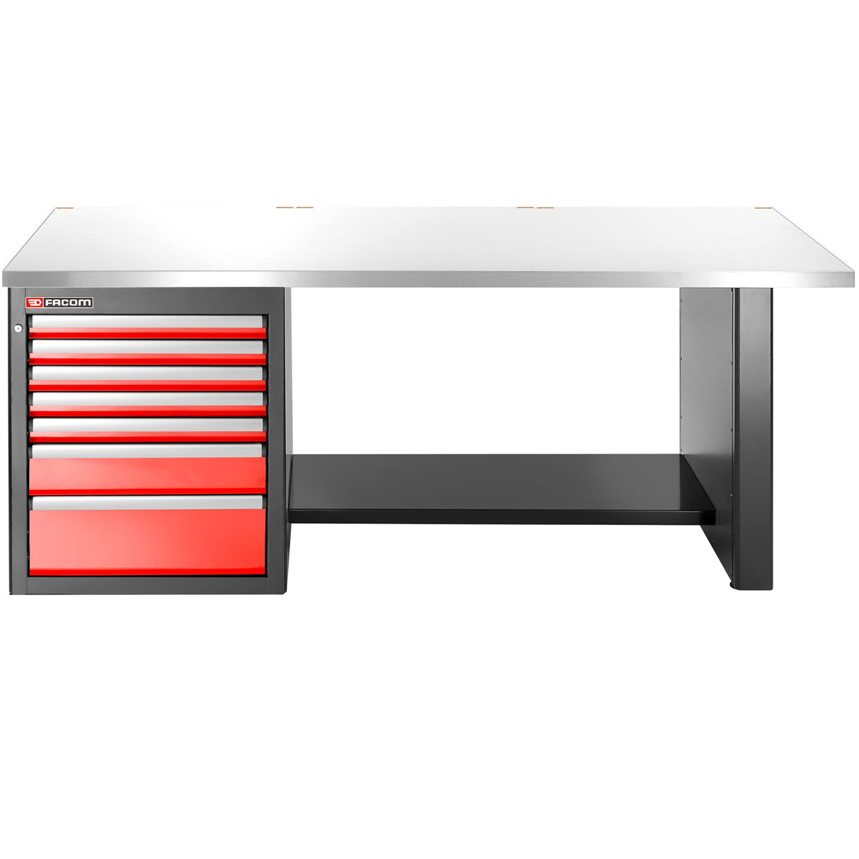 Werkbank 7 Laden, Inox Bovenblad, Laag