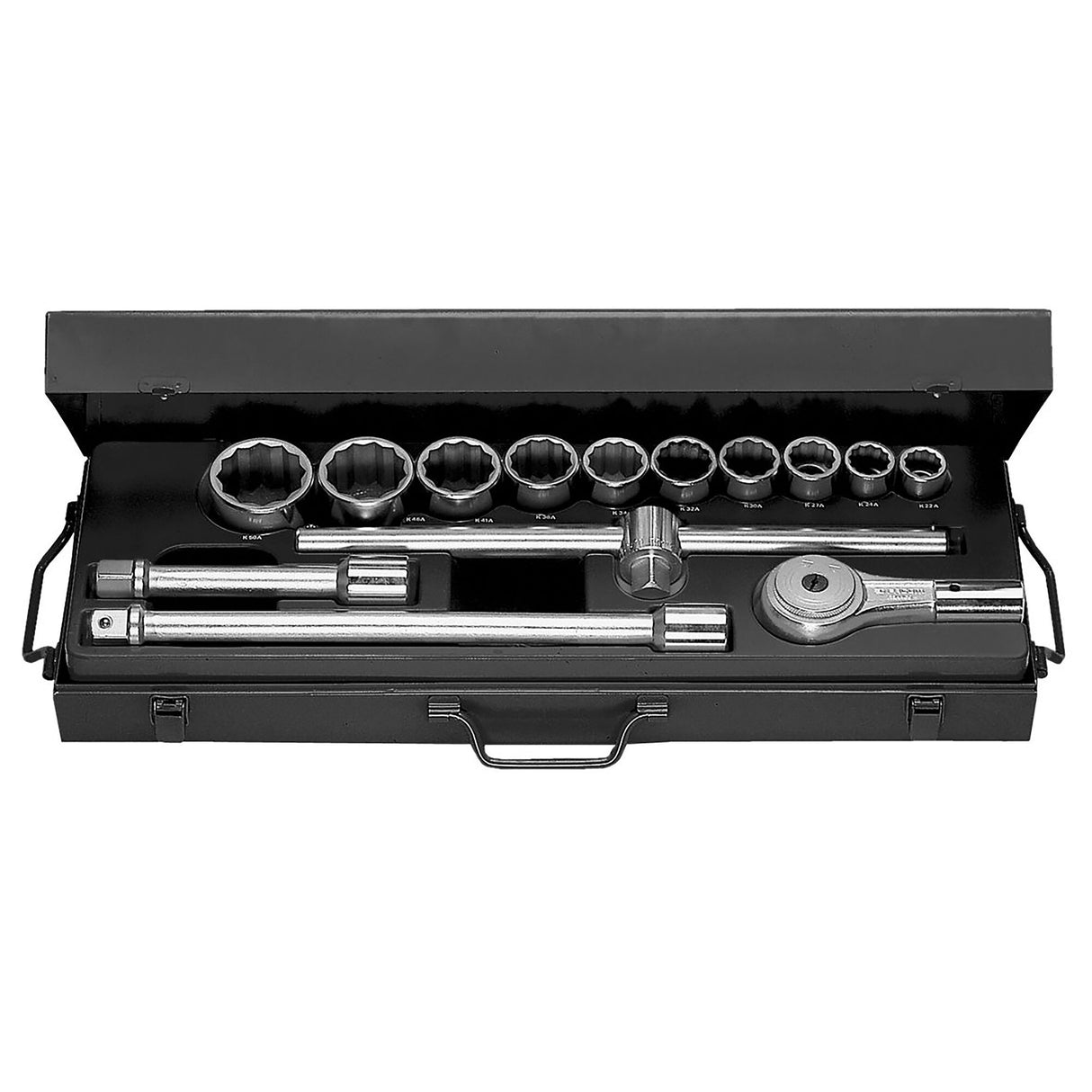 Koffer met 12-kant metrische doppen 3/4"
