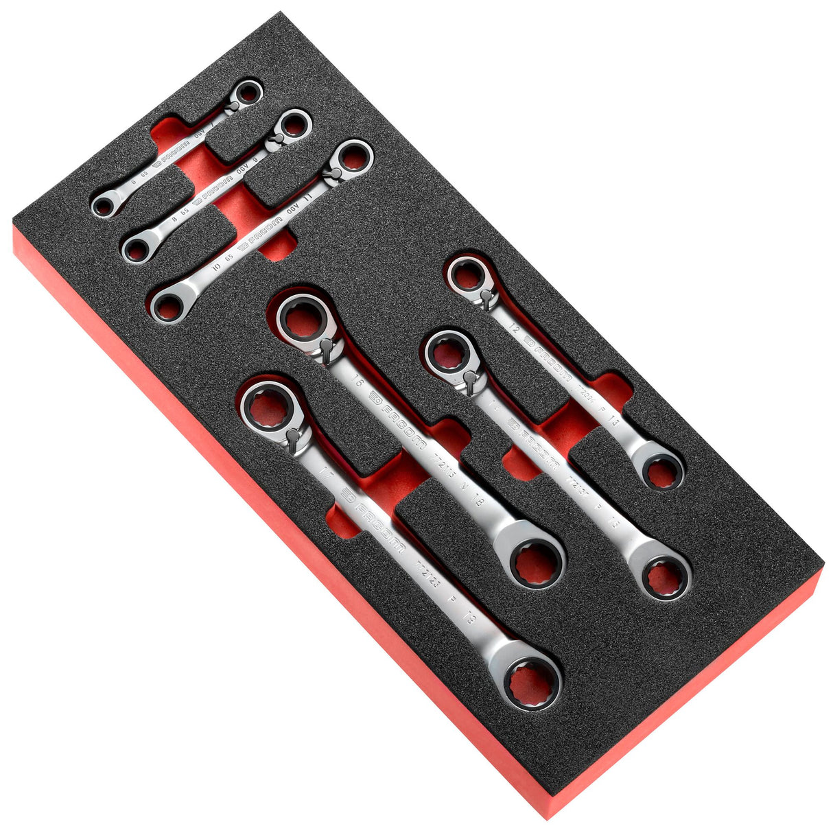 Set Van 15° Gebogen Ratelsleutels, Spline In Foamtray