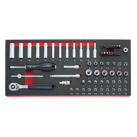 MODM.RL151-66 - Module doppen standaard 1/4" 66-delig - foam inlay
