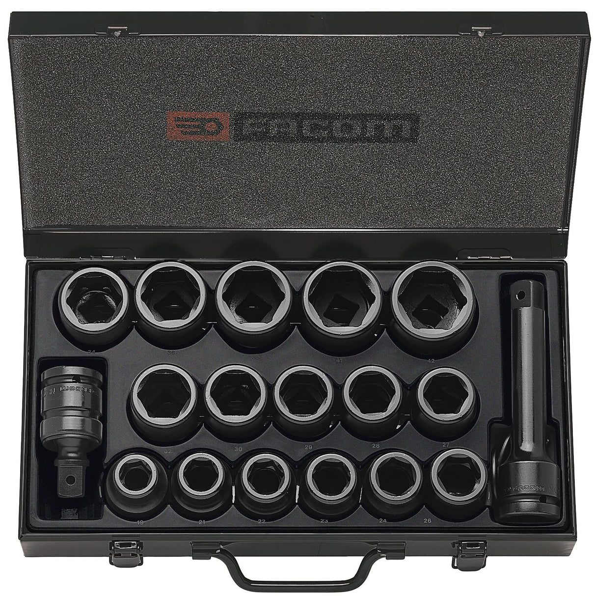 Set impact-doppen 3/4" van 3/4" tot 1"5/8, inch-maten