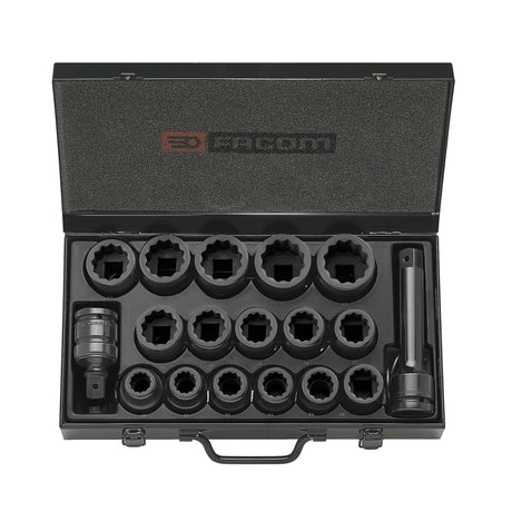Samenstelling van 16 impactdoppen van 3/4" van 19 tot 42 mm