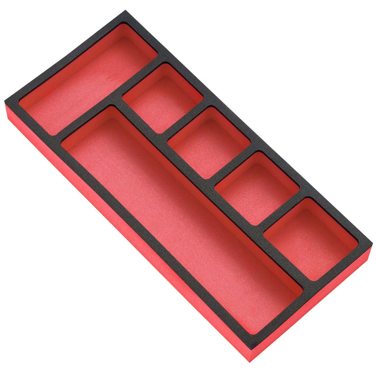 Opbergmodule voor kleine onderdelen op een inlay van foam