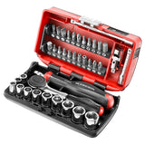 Nano Ultra Compacte Doppenset 1/4" Met Ratel R.360 - 6 Kant