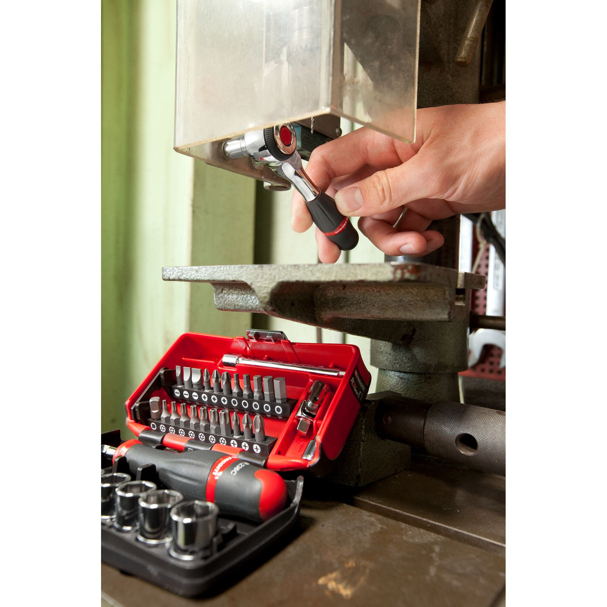 Nano Ultra Compacte Doppenset 1/4" Met Ratel R.360 - 6 Kant