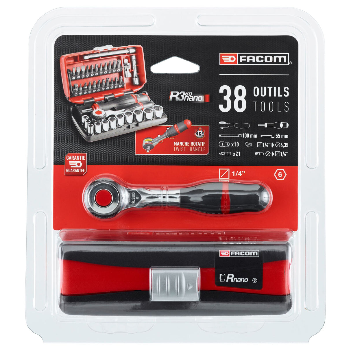 Set van 6-punts 1/4"doppen - metrisch - R.360NANO