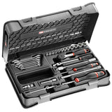 Koffer 6-kant doppen 1/4", metrische maten, en sleutels - 27 stuks - R.161B