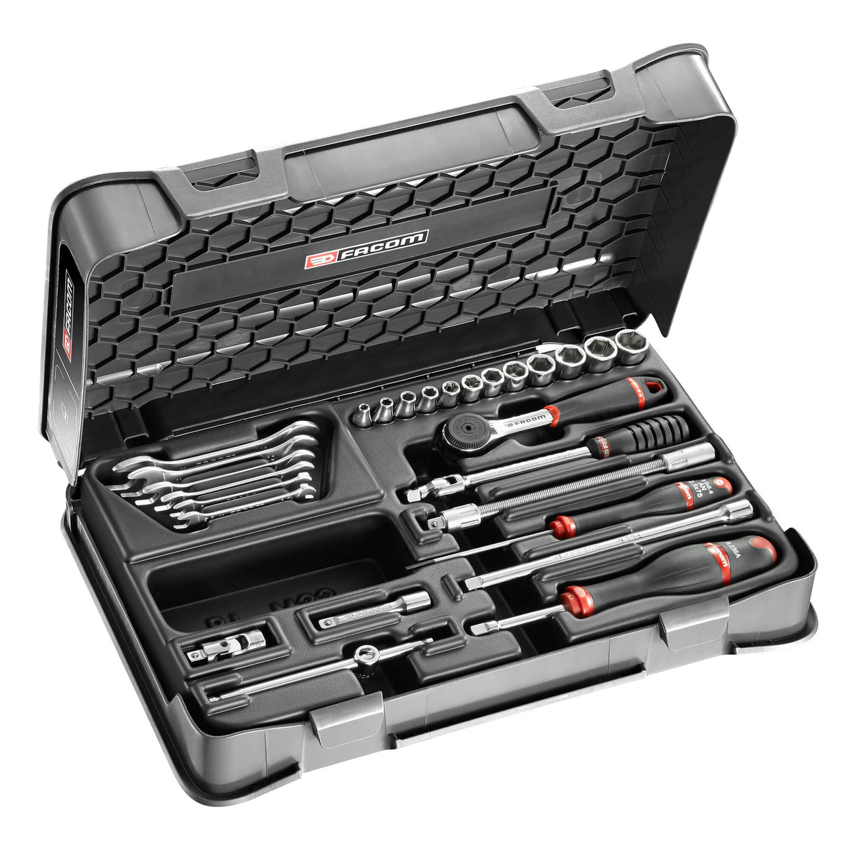 Koffer 6-kant doppen 1/4", metrische maten, en sleutels - 27 stuks - R.161B