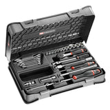 Koffer 6-kant doppen 1/4", metrische maten, en sleutels - 27 stuks - R.161B