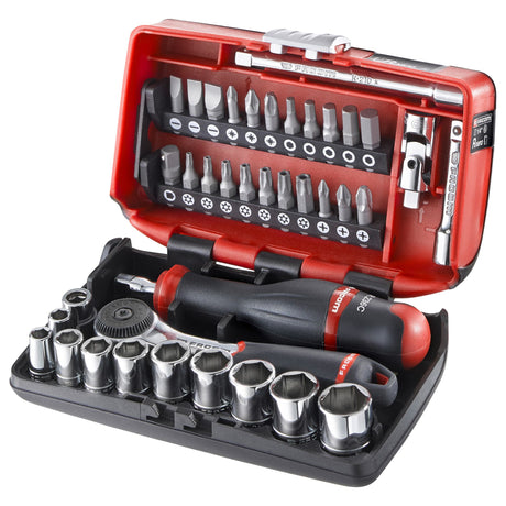 Koffer met doppen 1/4" 6-kant, metrisch - R2NANO