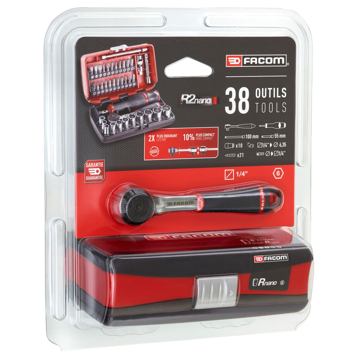 Koffer met doppen 1/4" 6-kant, metrisch - R2NANO