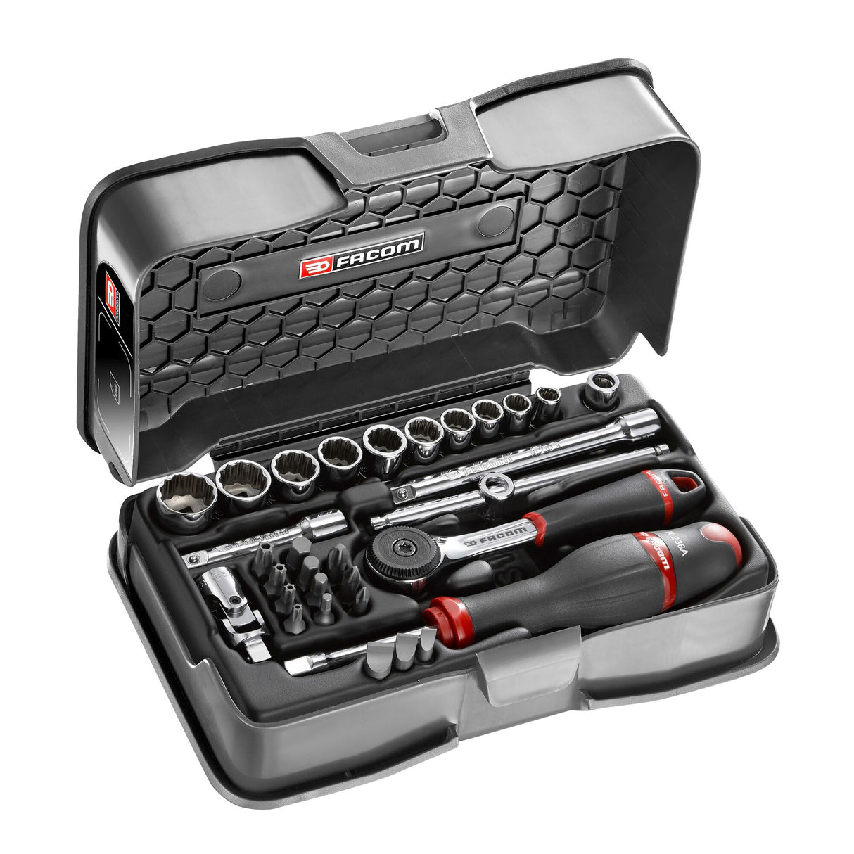 Koffer 12-kant doppen 1/4", dunwandig in inches en bits - 31 stuks - R.161B