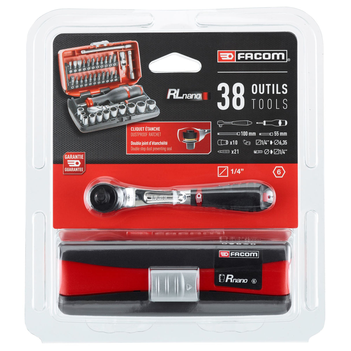 Koffer Met Doppen 1/4" 6-Kant, Metrisch - Rl.Nano1