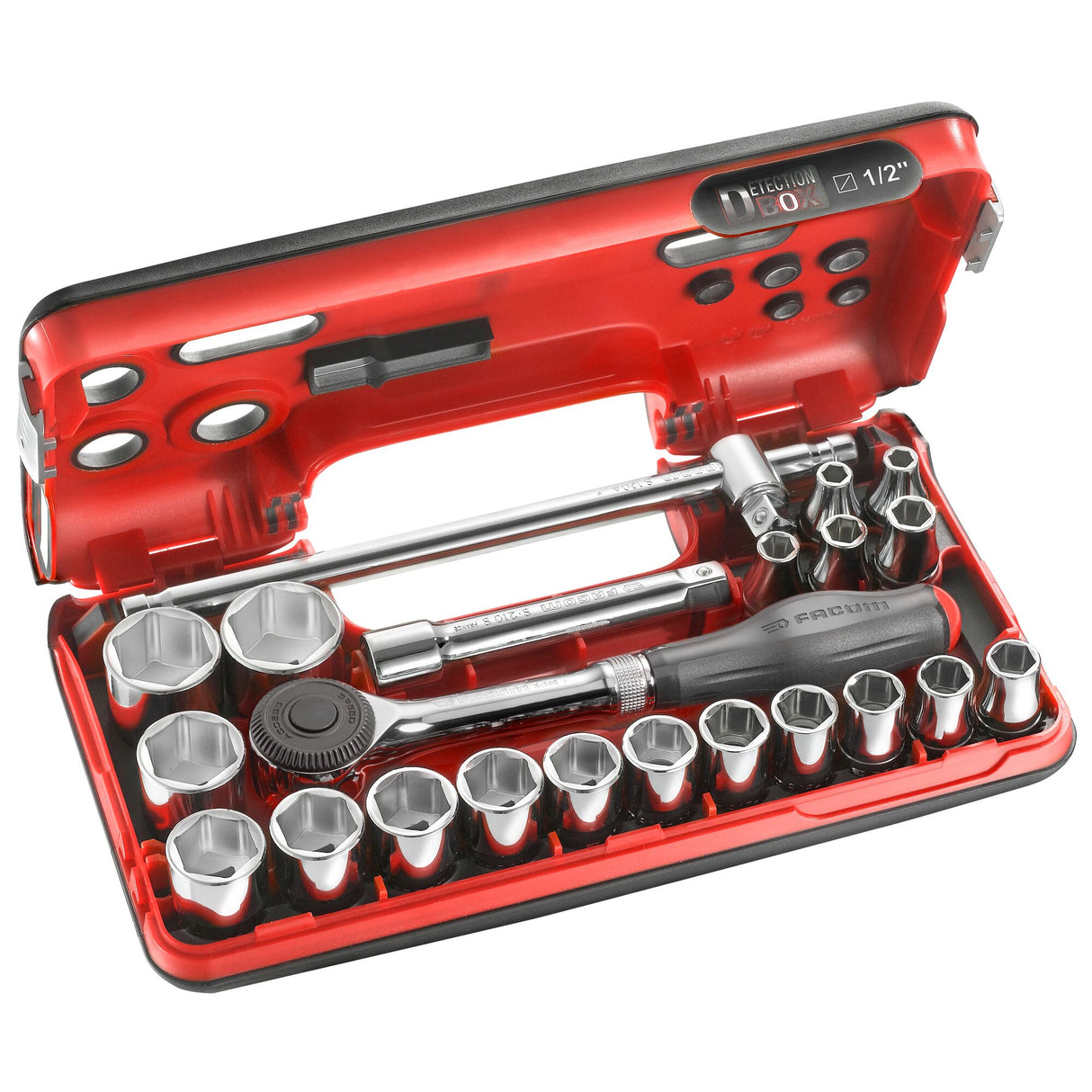 22-Delige Compacte Doos 1/2" 6-Kant Met Ratel Met Draaiend Heft