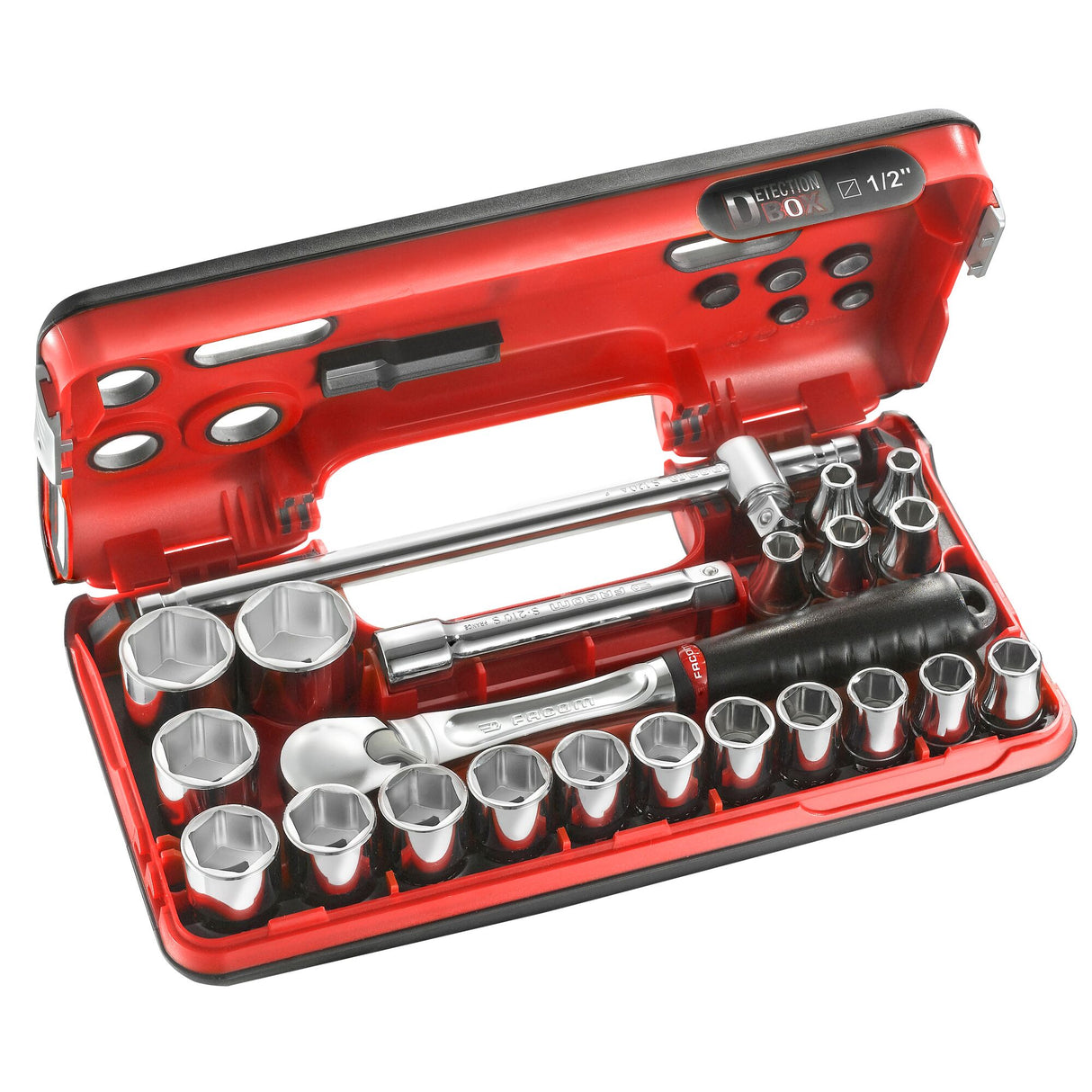 Koffer DBOX 6-kant metrische doppen 1/2" - 22 stuks -