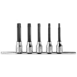 Set van 5 schroevendraaierdoppen met meervoudige vertanding XZN vierkant 1/2"